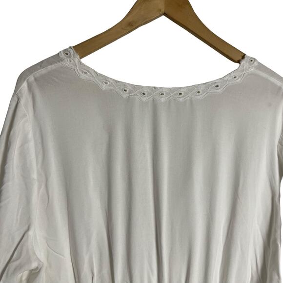 Soft Surroundings Melissani White Embroidered Eyelet Tunic Blouse Size Large - Picture 10 of 15